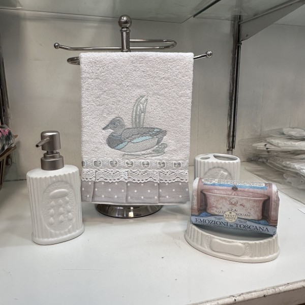 Toalla Facial Duck Blanco Gris