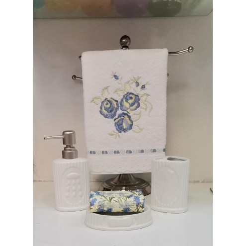 Toalla facial Rosario Bco Azul Terremoto