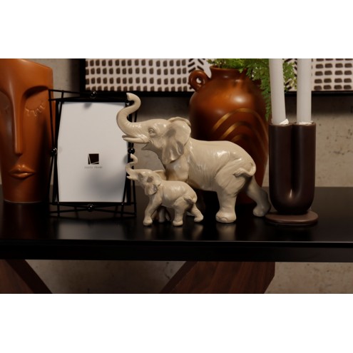 Figura Dúo Elefantes Beige