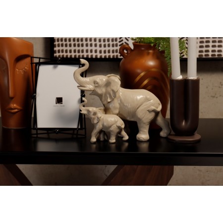 Figura Dúo Elefantes Beige