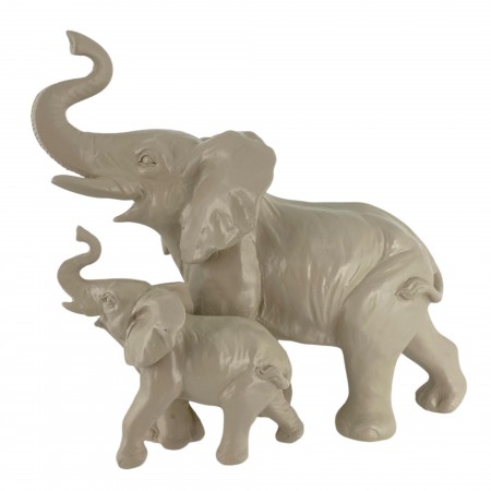 Figura Dúo Elefantes Beige