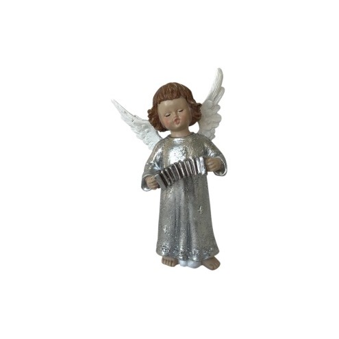 Figura Ángel Acordeón Plateado